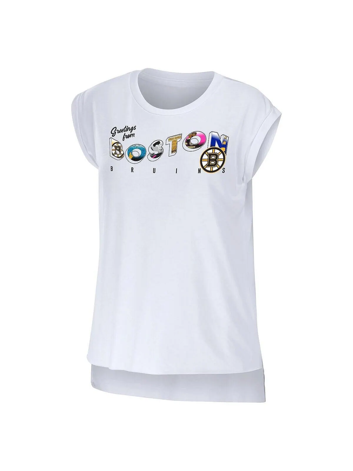 Женская белая футболка Boston Bruins Greeting From Muscle WEAR by Erin Andrews — изображение 2 из 3, белый