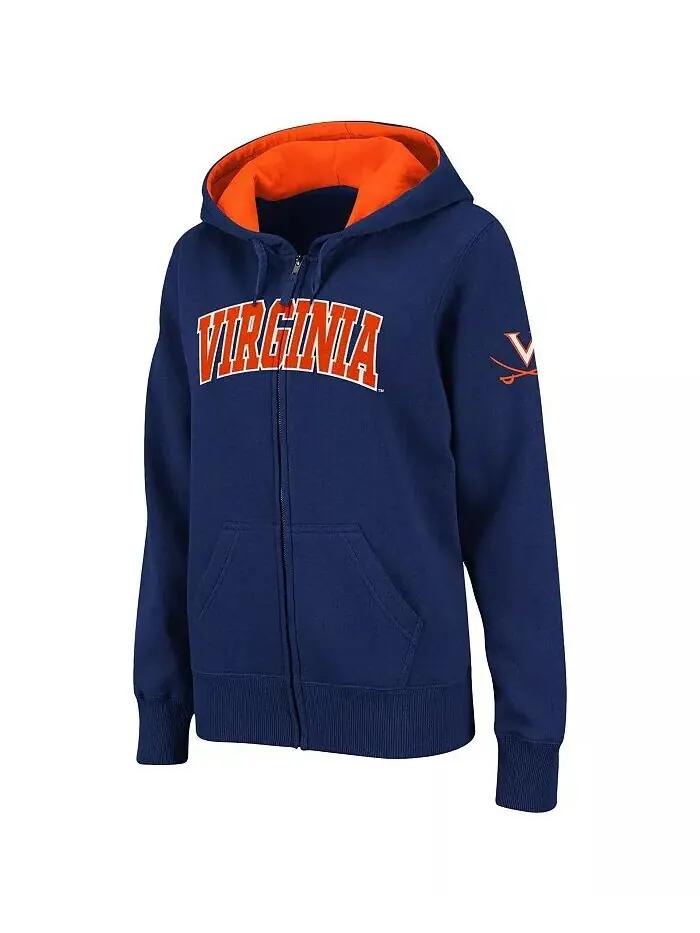 Женская темно-синяя толстовка с молнией во всю длину и арочным именем Virginia Cavaliers Colosseum — изображение 2 из 3