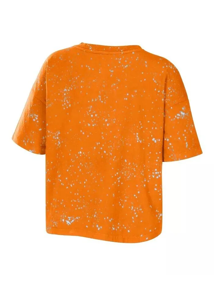 Женская укороченная футболка с вырезом и вырезом Tennessee Orange Tennessee Volunteers Bleach Wash — изображение 2 из 3