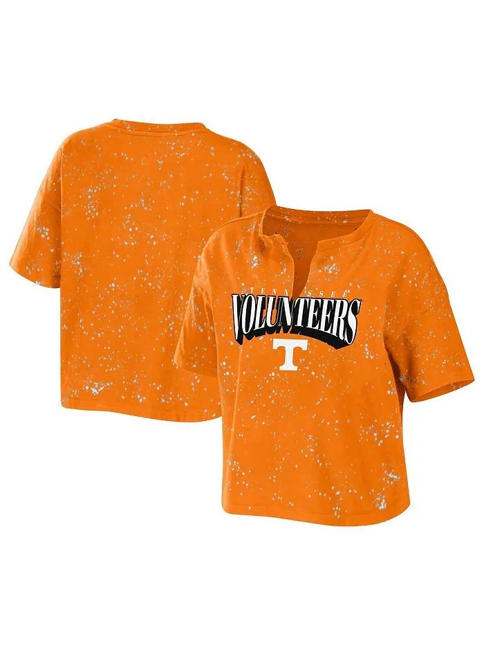 Женская укороченная футболка с вырезом и вырезом Tennessee Orange Tennessee Volunteers Bleach Wash — изображение 1 из 3