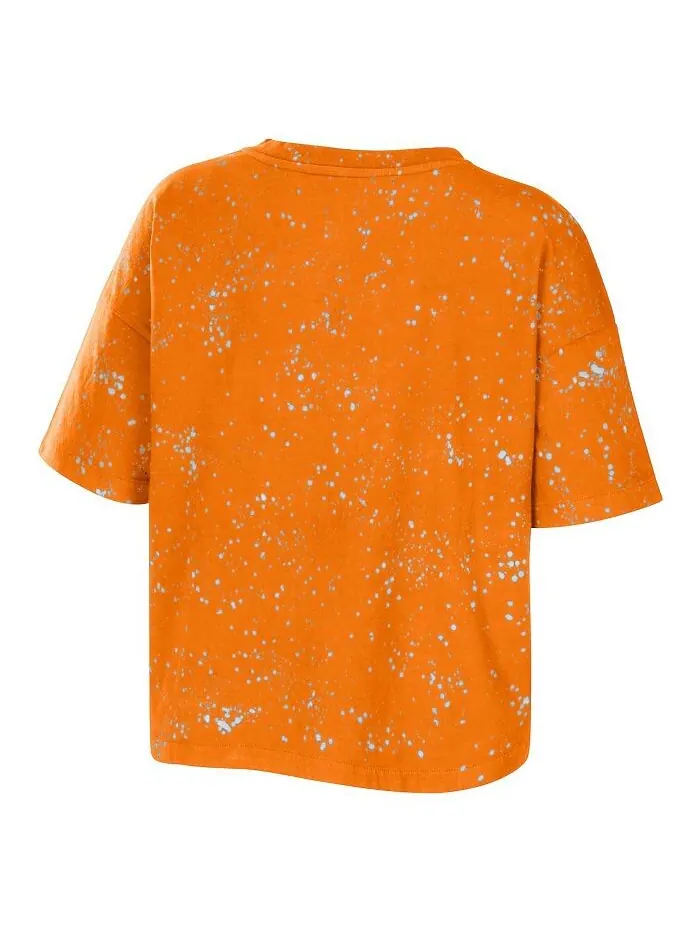 Женская укороченная футболка с вырезом и вырезом Tennessee Orange Tennessee Volunteers Bleach Wash — изображение 2 из 3