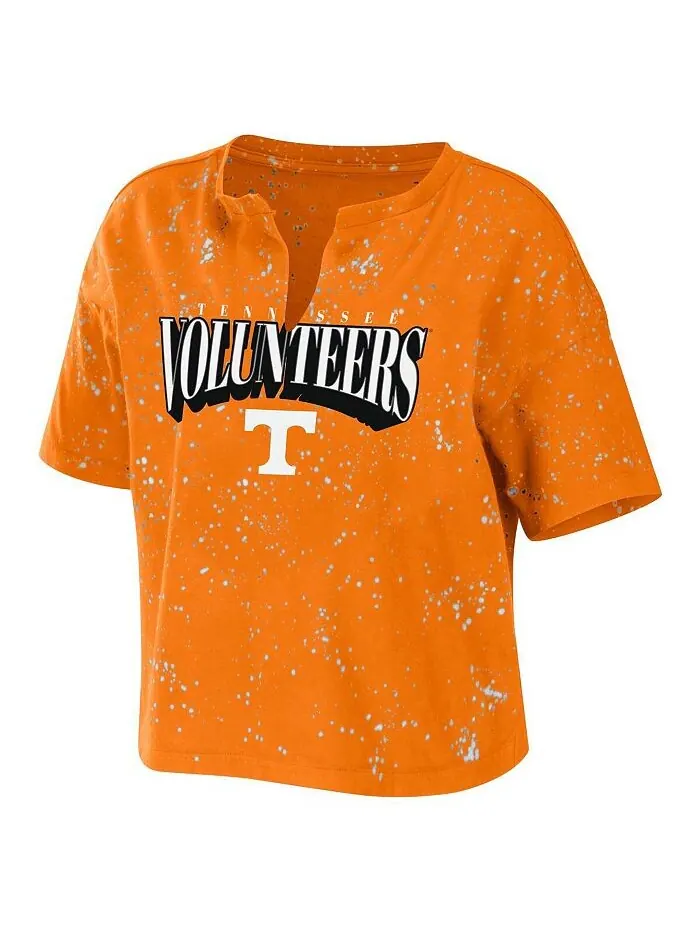 Женская укороченная футболка с вырезом и вырезом Tennessee Orange Tennessee Volunteers Bleach Wash — изображение 3 из 3
