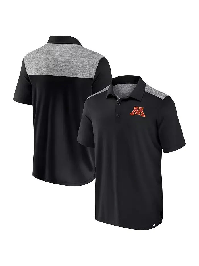 Мужская черная поло Minnesota Golden Gophers Iconic Brushed Blocked Fanatics — изображение 1 из 3