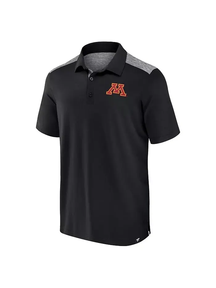 Мужская черная поло Minnesota Golden Gophers Iconic Brushed Blocked Fanatics — изображение 2 из 3