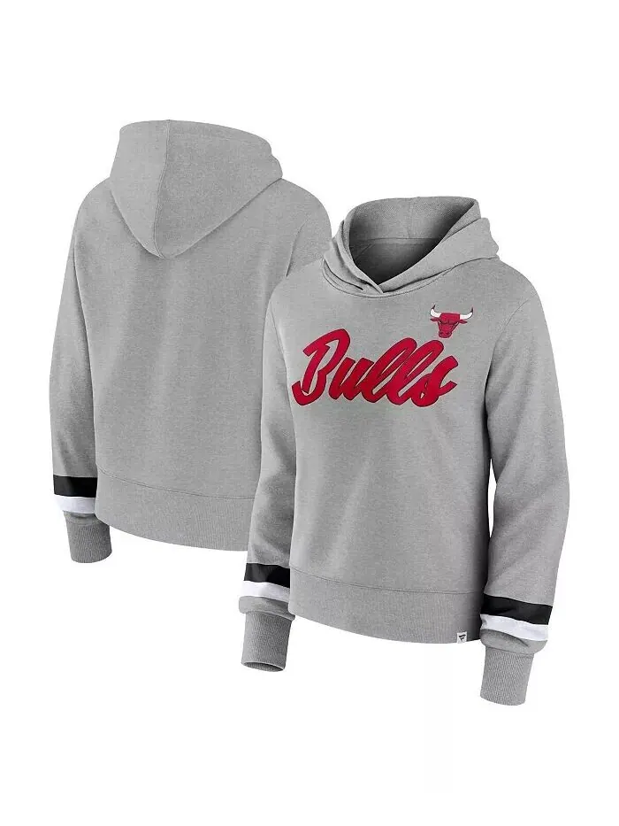 Женская толстовочка-свитшот цвета Heather Grey с капюшоном из футболки Chicago Bulls Halftime — изображение 1 из 3