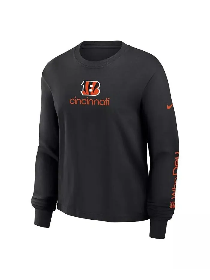 Женская черная футболка свободного кроя с длинным рукавом Cincinnati Bengals Nike — изображение 3 из 3