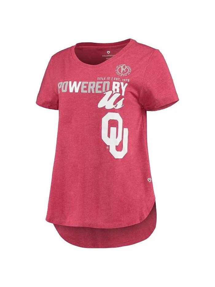 Женская футболка Heathered Crimson Oklahomaooners PoWered By Title IX Colosseum — изображение 2 из 3, багровый