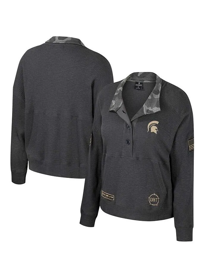 Женский термоугольный свитшот Heather Charcoal Michigan State Spartans OHT в стиле милитари с — изображение 1 из 3
