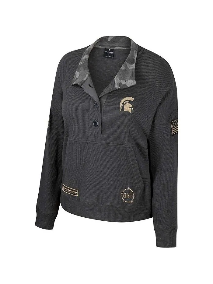 Женский термоугольный свитшот Heather Charcoal Michigan State Spartans OHT в стиле милитари с — изображение 3 из 3
