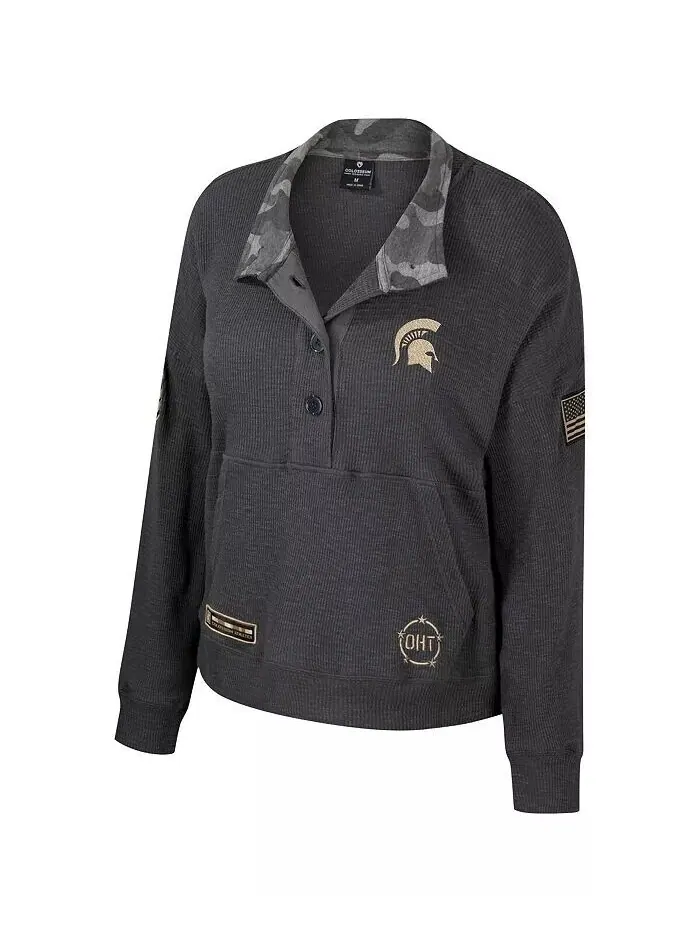 Женский термоугольный свитшот Heather Charcoal Michigan State Spartans OHT в стиле милитари — изображение 3 из 3