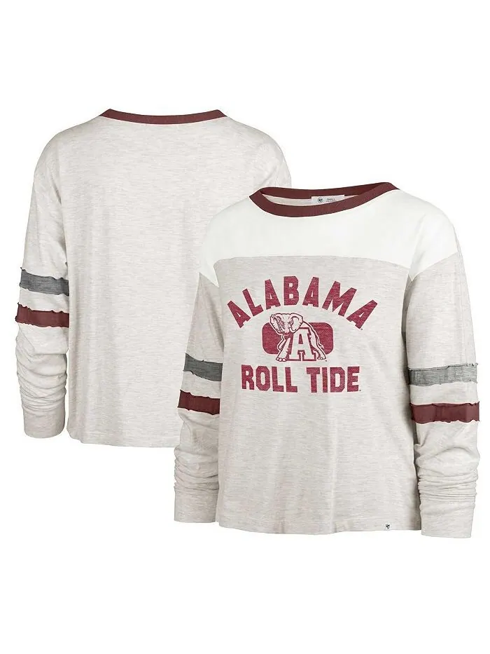 Женская овсяная футболка Alabama Crimson Tide All Class Lena с длинными рукавами и эффектом — изображение 1 из 3, овсяный