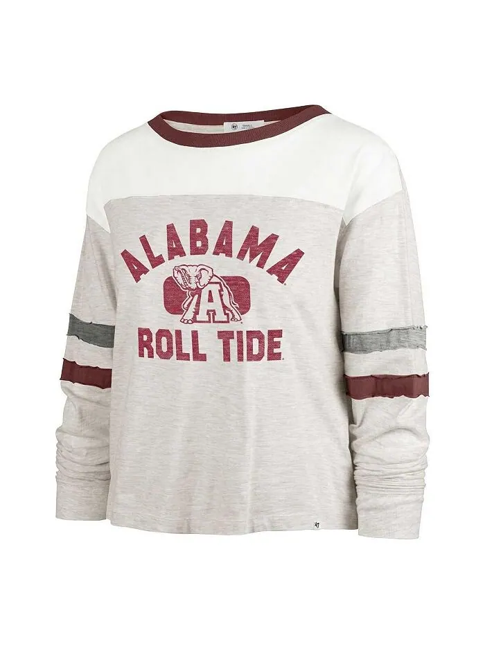 Женская овсяная футболка Alabama Crimson Tide All Class Lena с длинными рукавами и эффектом — изображение 3 из 3, овсяный