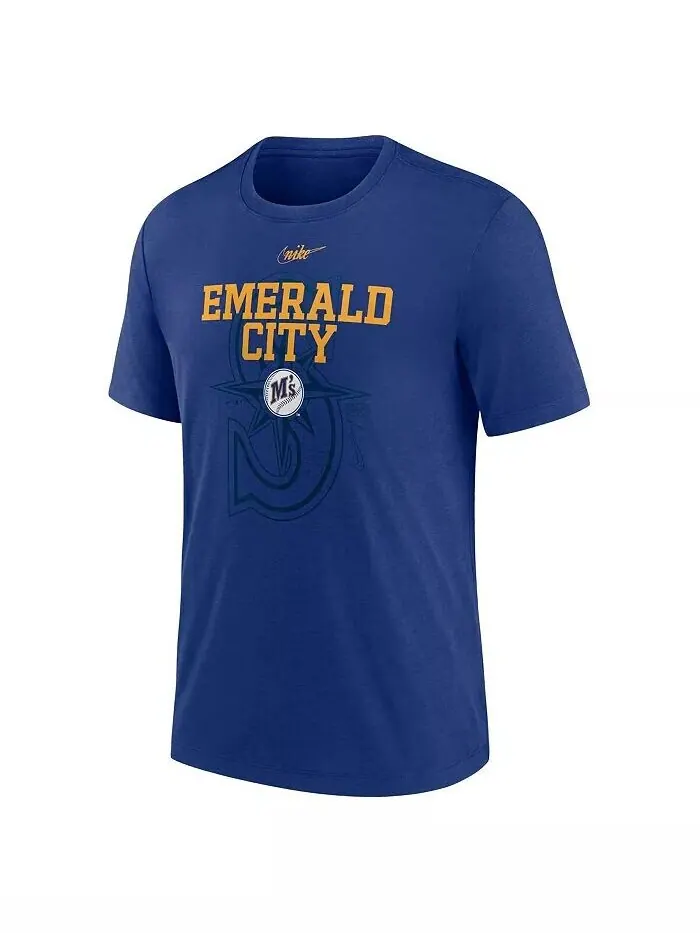 Мужская футболка Royal Seattle Mariners Rewind Retro Tri-Blend Nike — изображение 2 из 3