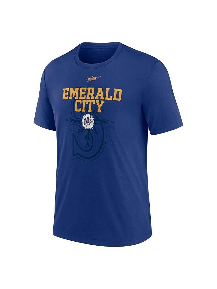 Мужская футболка Royal Seattle Mariners Rewind Retro Tri-Blend Nike — изображение 2 из 3, королевский