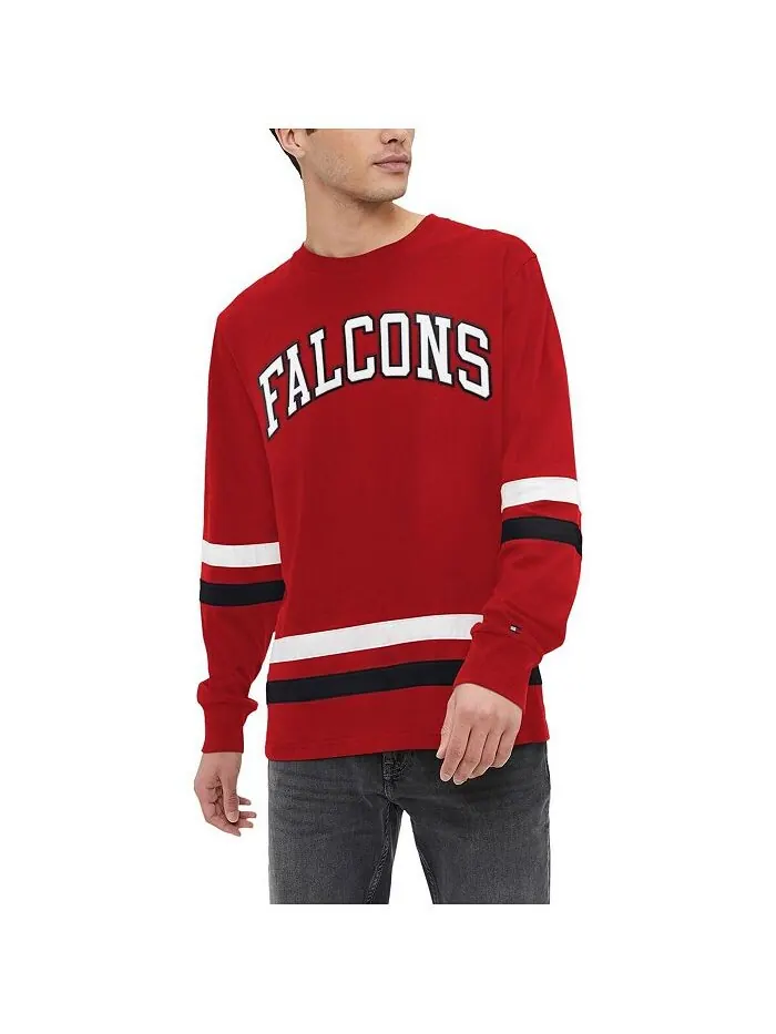 Мужская красно-черная футболка Atlanta Falcons Nolan с длинным рукавом Tommy Hilfiger — изображение 3 из 4, красный черный