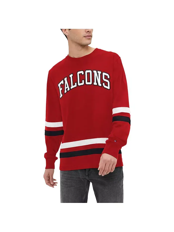 Мужская красная и черная футболка с длинным рукавом Atlanta Falcons Nolan Tommy Hilfiger — изображение 3 из 4