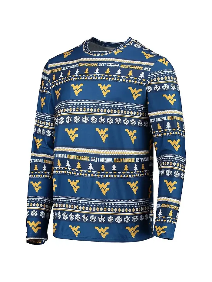 Мужской синий комплект для сна West Virginia Mountaineers: длинная футболка с рукавами и брюки — изображение 2 из 4