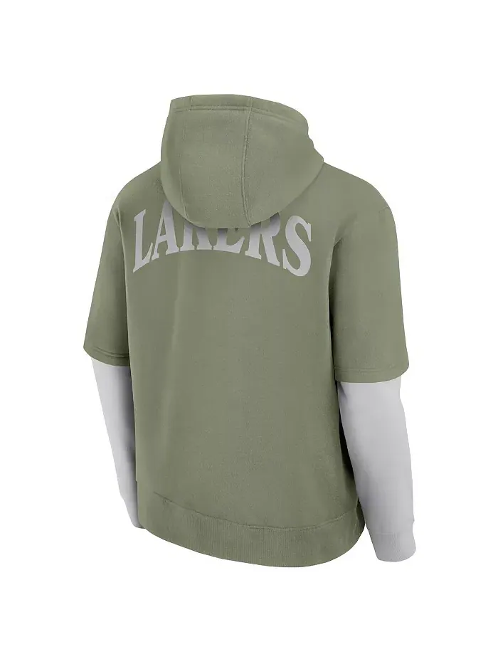 Мужская оливковая толстовка с капюшоном Los Angeles Lakers Elements Sleek Pullover Hoodie Fanatics — изображение 2 из 3