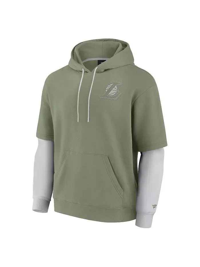 Мужская оливковая толстовка с капюшоном Los Angeles Lakers Elements Sleek Pullover Hoodie Fanatics — изображение 3 из 3