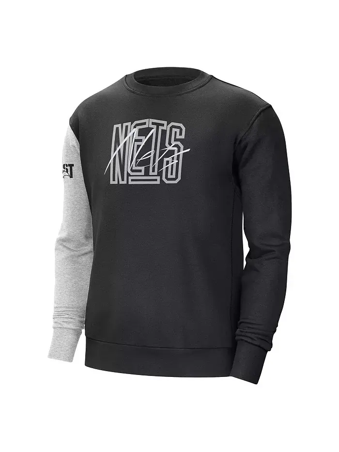 Мужская толстовка Brooklyn Nets Courtside Versus Force & Flight черного и серого меланжевого цветов — изображение 3 из 3