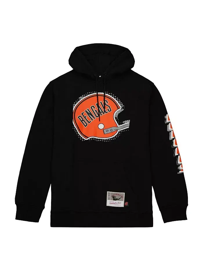 Мужская черная толстовка с капюшоном Cincinnati Bengals Gridiron Classics Big Face 7.0 Mitchell & — изображение 2 из 4