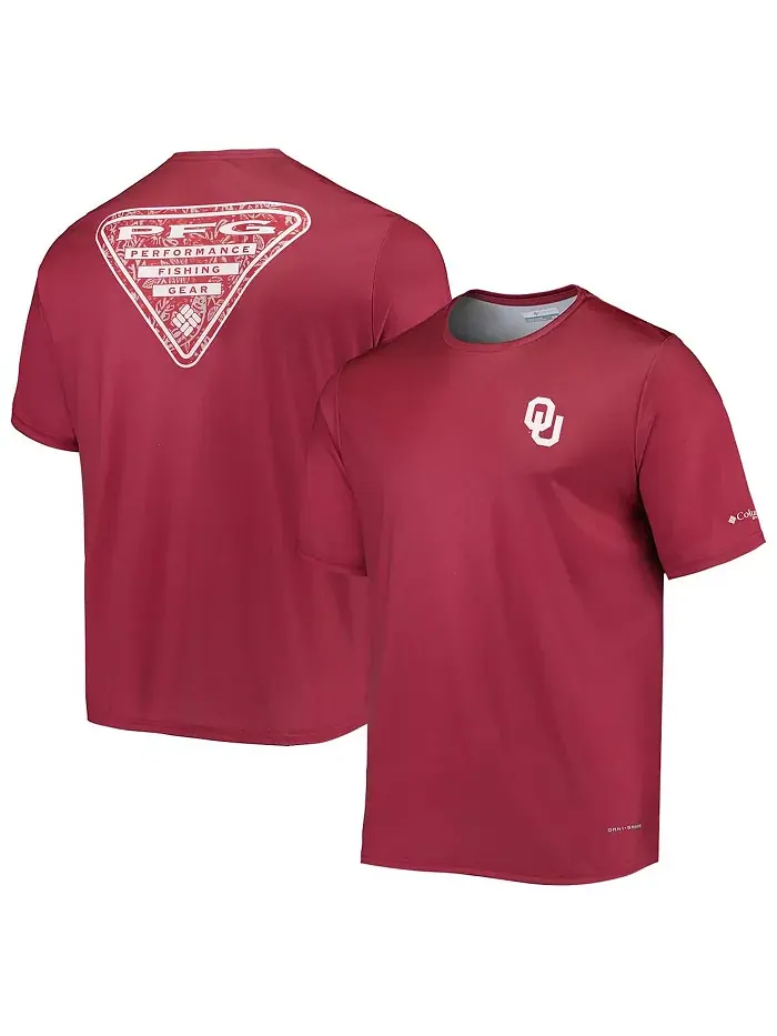 Мужская футболка Oklahoma Sooners Terminal Tackle Omni-Shade цвета малиновый Columbia — изображение 1 из 3