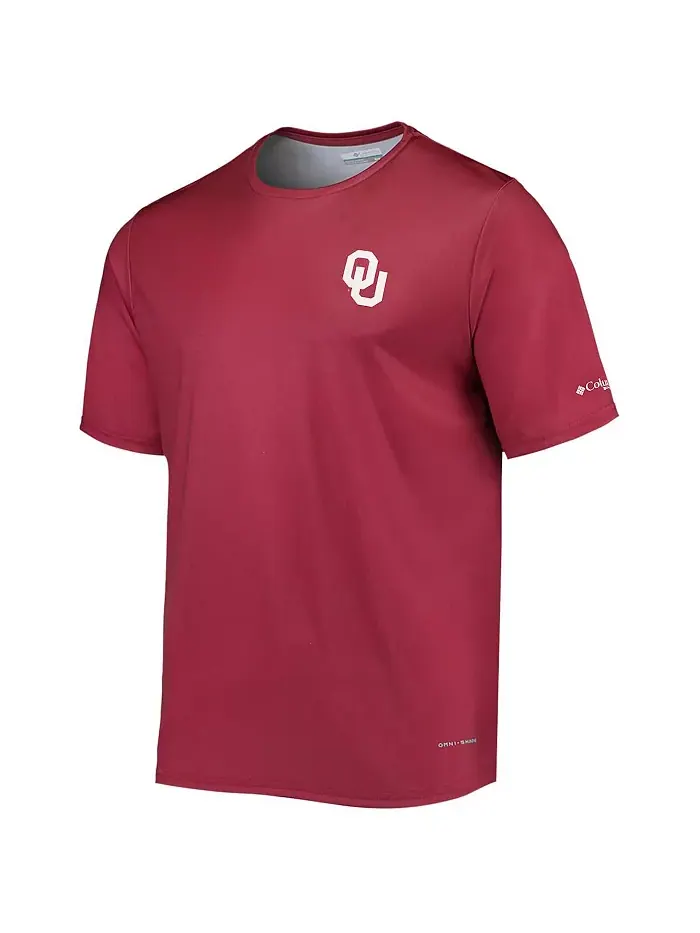 Мужская футболка Oklahoma Sooners Terminal Tackle Omni-Shade цвета малиновый Columbia — изображение 2 из 3