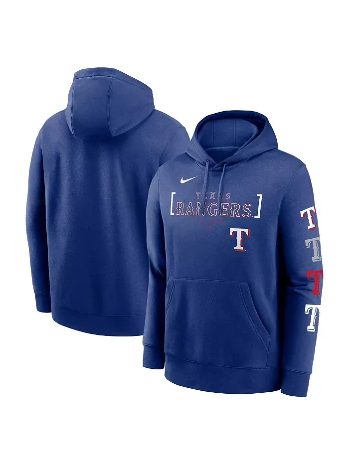 Мужская толстовка с капюшоном Royal Texas Rangers Club Stack Pullover Nike — изображение 1 из 3