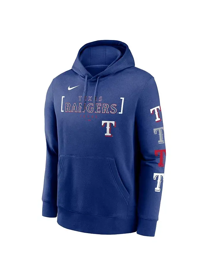 Мужская толстовка с капюшоном Royal Texas Rangers Club Stack Pullover Nike — изображение 2 из 3