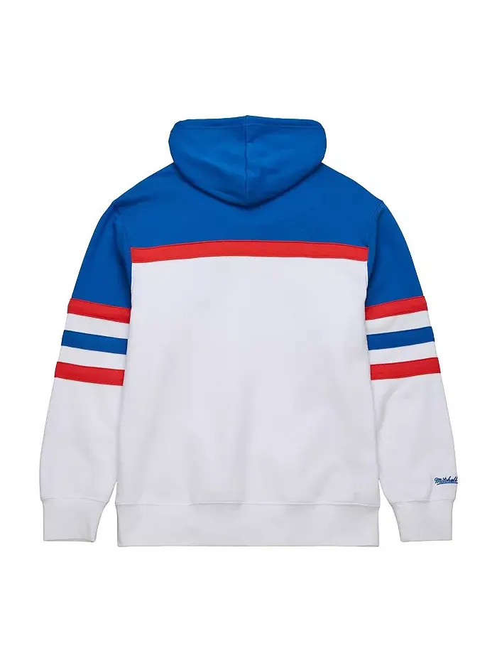 Мужская бело-голубая толстовка с капюшоном New York Rangers Head Coach Mitchell & Ness — изображение 3 из 4