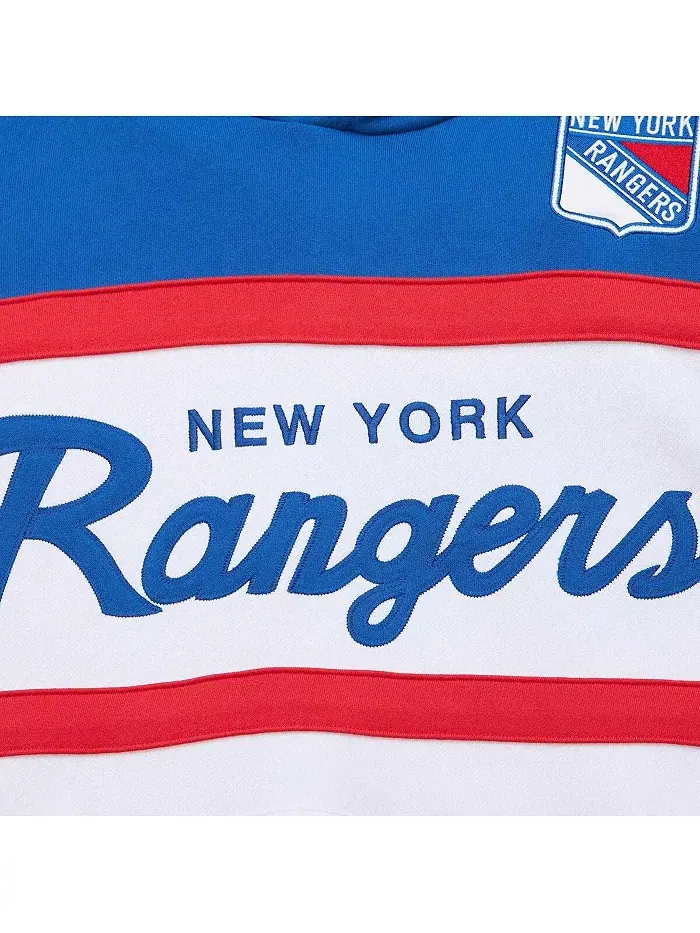 Мужская бело-голубая толстовка с капюшоном New York Rangers Head Coach Mitchell & Ness — изображение 4 из 4
