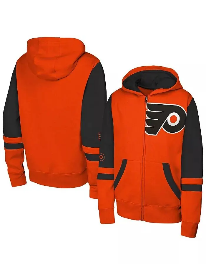 Толстовка с капюшоном Philadelphia Flyers Face Off Big Boys and Girls Orange Full-Zip Outerstuff — изображение 1 из 3