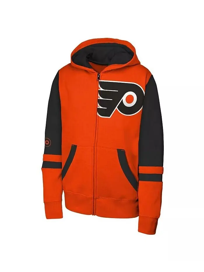 Толстовка с капюшоном Philadelphia Flyers Face Off Big Boys and Girls Orange Full-Zip Outerstuff — изображение 3 из 3