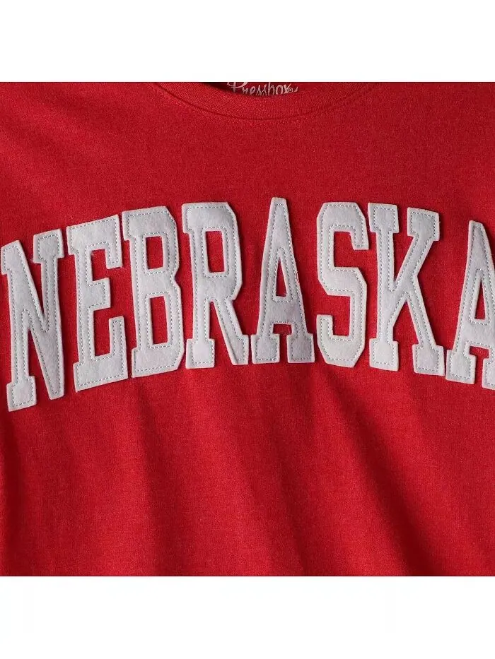 Женская футболка с длинным рукавом Heathered Scarlet Nebraska Huskers Two-Hit Canyon Pressbox — изображение 2 из 4