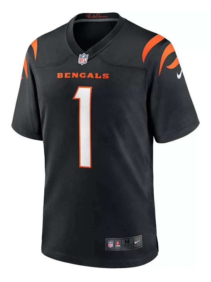 Мужская игровая футболка Ja'Marr Chase черного цвета Cincinnati Bengals, выбор в первом раунде — изображение 2 из 3