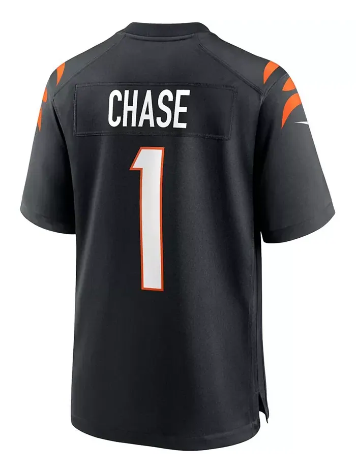 Мужская игровая футболка Ja'Marr Chase черного цвета Cincinnati Bengals, выбор в первом раунде — изображение 3 из 3