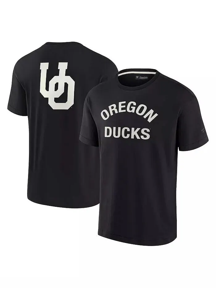 Мужская и женская черная футболка Oregon Ducks Super Soft с коротким рукавом Fanatics Signature