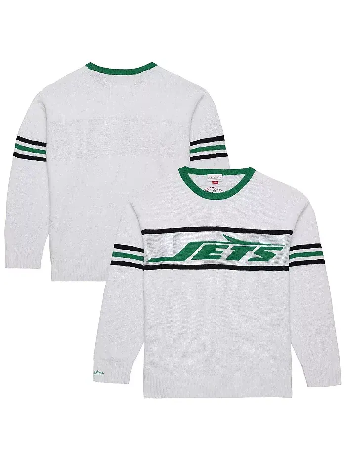 Мужской белый свитер New York Jets Throwback 1984 Mitchell & Ness — изображение 1 из 3
