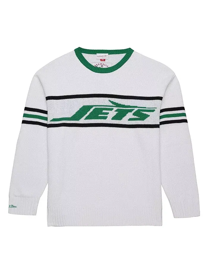Мужской белый свитер New York Jets Throwback 1984 Mitchell & Ness — изображение 3 из 3