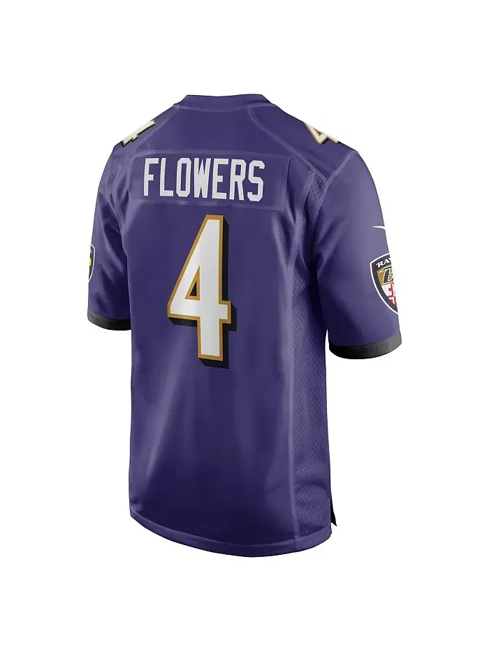 Мужская футболка Zay Flowers Purple Baltimore Ravens — джерси игрока первого раунда драфта НФЛ 2023 — изображение 2 из 3