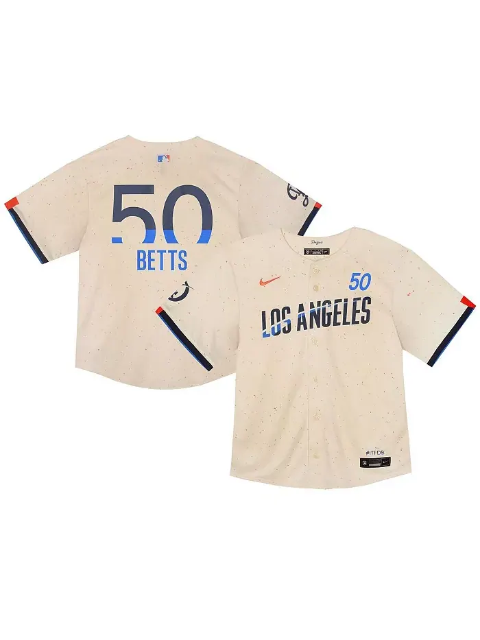 Футболка Toddler Mookie Betts Cream Los Angeles Dodgers 2024 City Connect Limited Player Jersey Nike — изображение 1 из 3