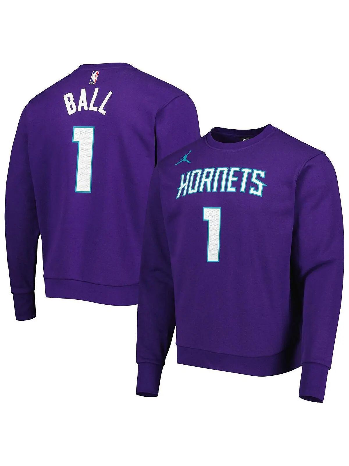 Мужская брендовая толстовка lamelo ball purple charlotte hornets с именем и номером Jordan