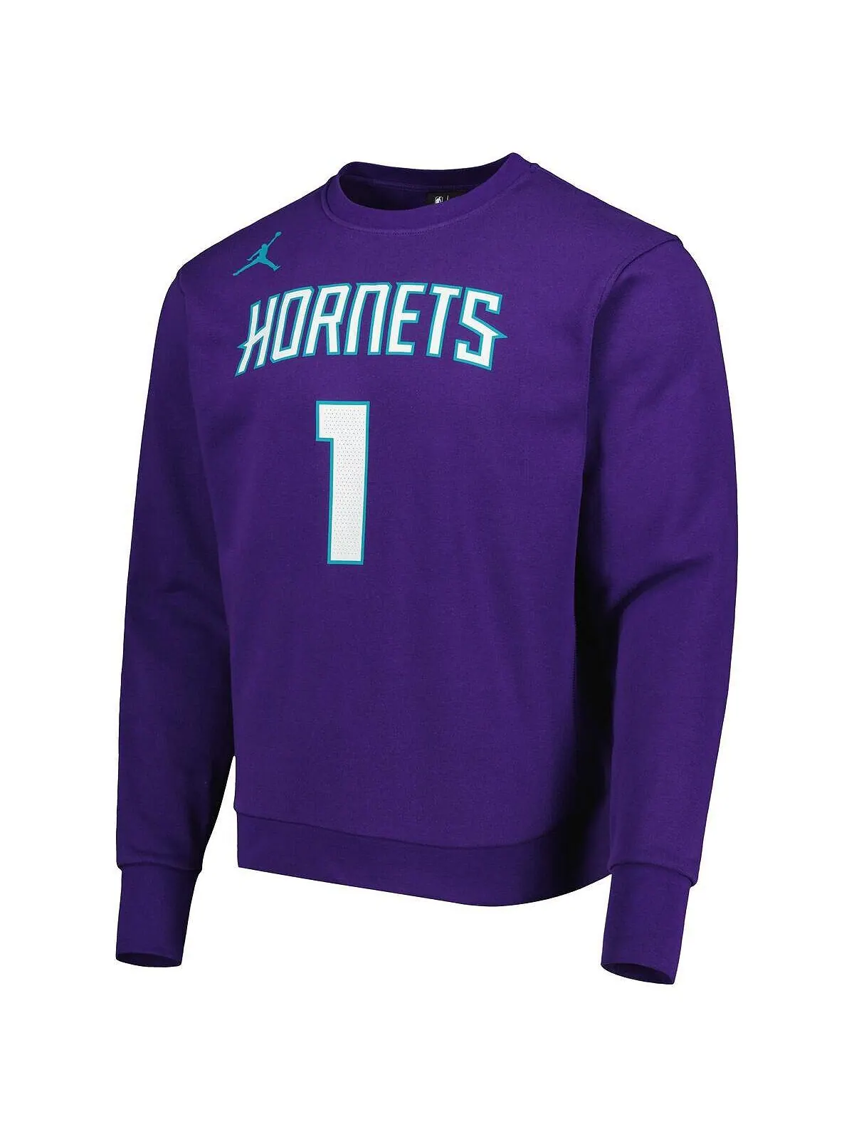 Мужская брендовая толстовка lamelo ball purple charlotte hornets с именем и номером Jordan — изображение 3 из 3, фиолетовый