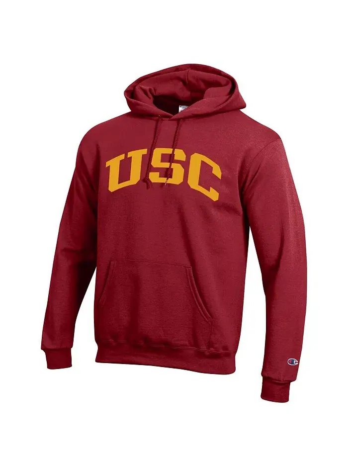 Мужская базовая флисовая толстовка с капюшоном Cardinal USC Trojans с арочным принтом Champion — изображение 3 из 3