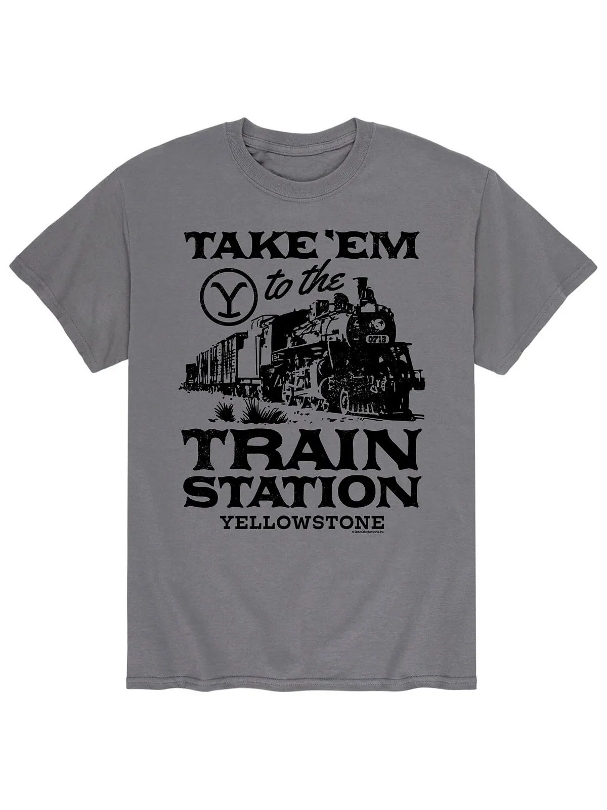 Мужская футболка yellowstone take em to the train AIRWAVES — изображение 1 из 1, серый