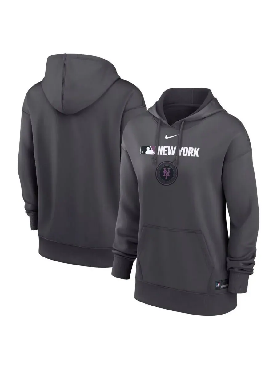 Nike Женская толстовка с капюшоном New York Mets Authentic Collection City Connect Performance — изображение 1 из 3, серый