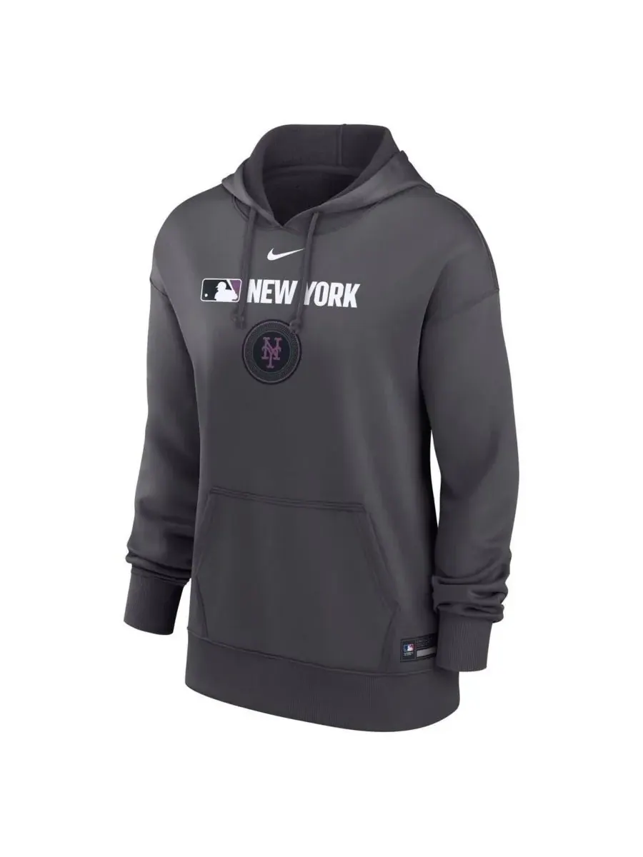 Nike Женская толстовка с капюшоном New York Mets Authentic Collection City Connect Performance — изображение 3 из 3, серый