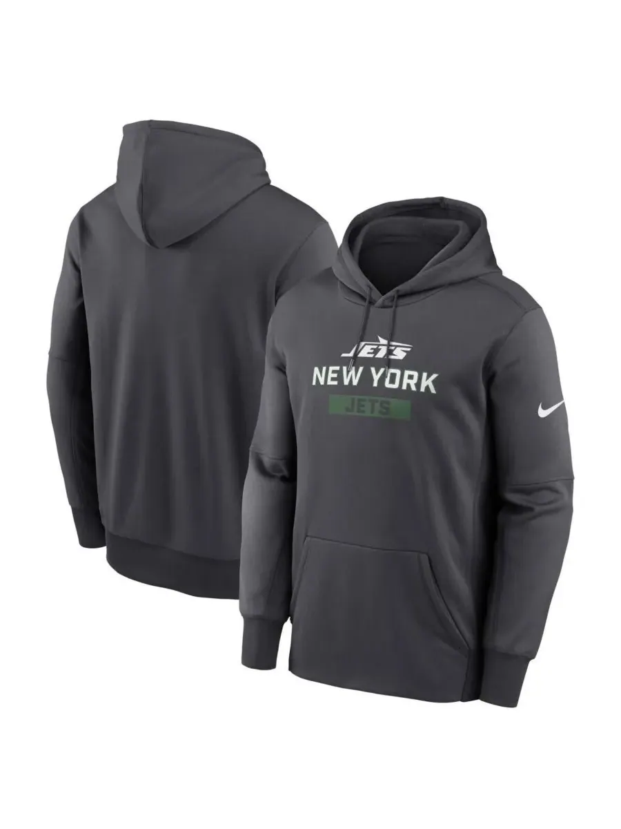 Nike Мужская толстовка с капюшоном New York Jets Toss Sweep Performance антрацитового цвета — изображение 1 из 3, серый