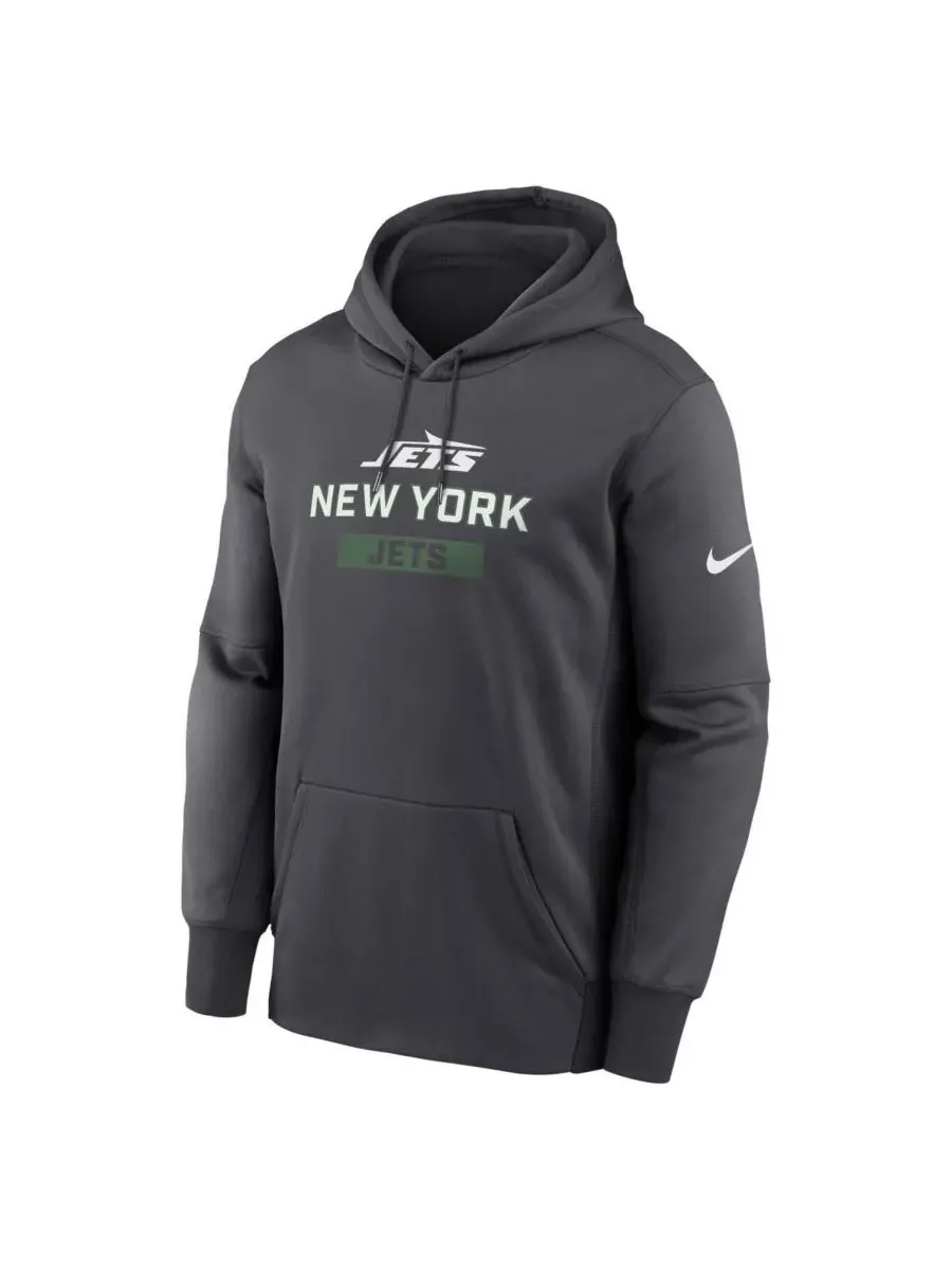 Nike Мужская толстовка с капюшоном New York Jets Toss Sweep Performance антрацитового цвета — изображение 2 из 3, серый