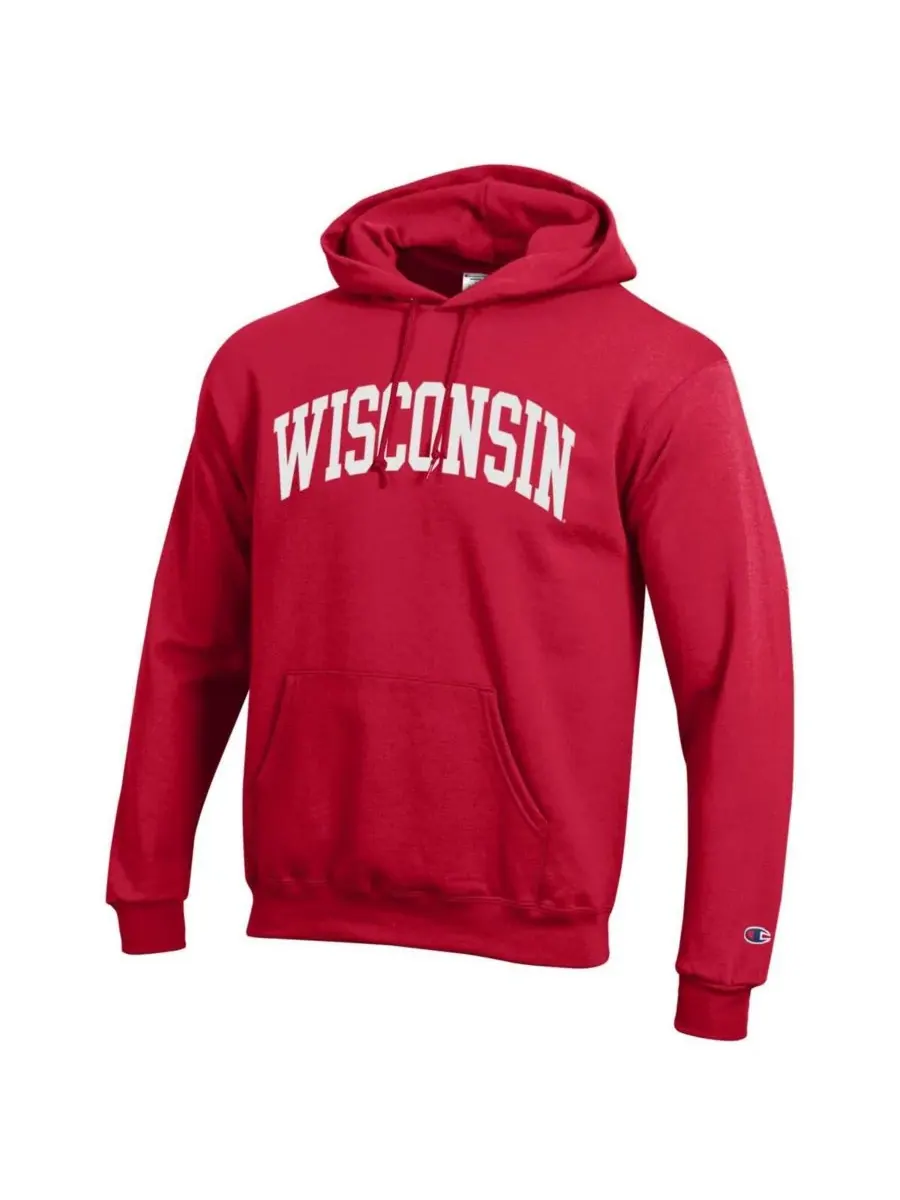 Champion Мужская красная толстовка с капюшоном из флиса с символикой команды Wisconsin Badgers — изображение 2 из 3, красный